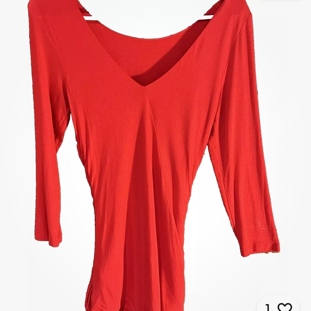 Kenneth Cole Red Blouse With Gathering In‎ Front Size XS Stunning For Holidays - Picture 3 of 7
